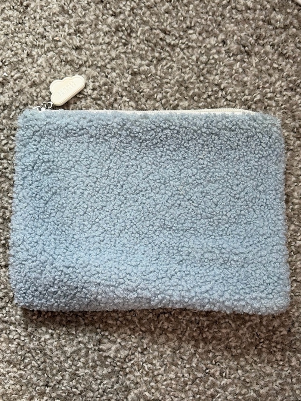 Summer Fridays Light Blue Fuzzy Zip Pouch